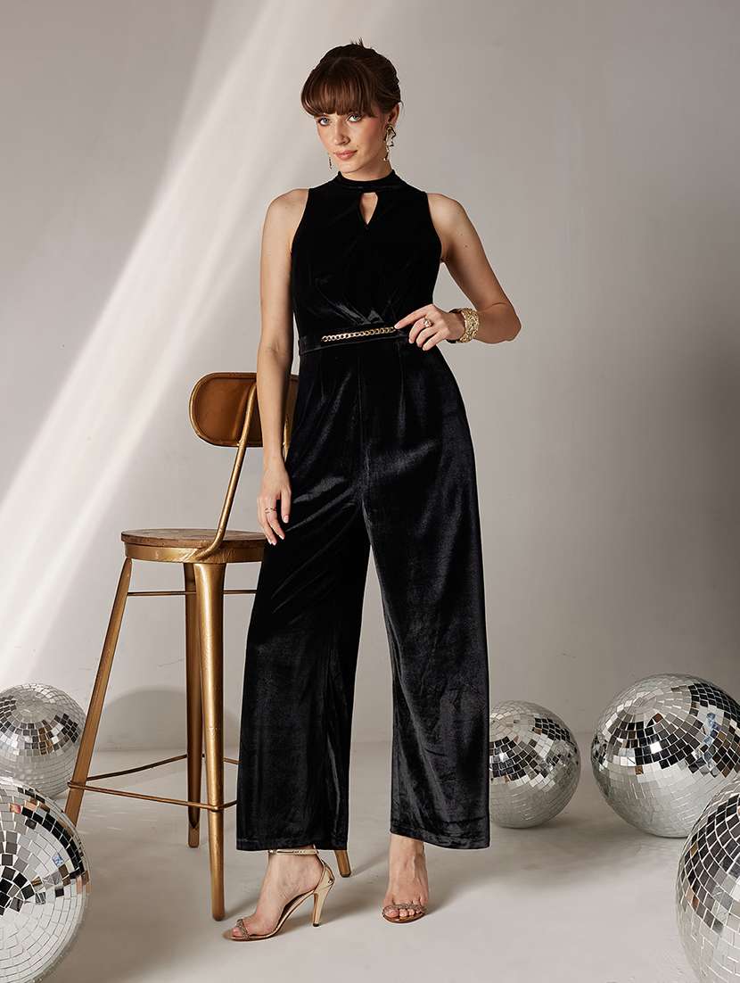 women solid halter neck sleeveless jumpsuit - 22362496 -  Standard Image - 1