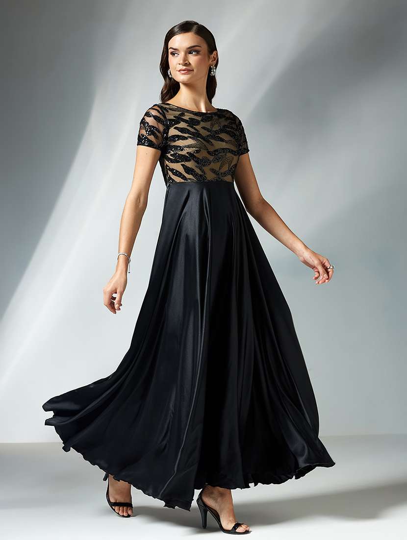 women embellished short sleeve fit & flared dress - 22362502 -  Standard Image - 1