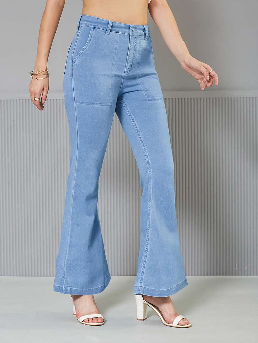 women solid high rise bootcut jeans - 22362503 -  Standard Image - 1