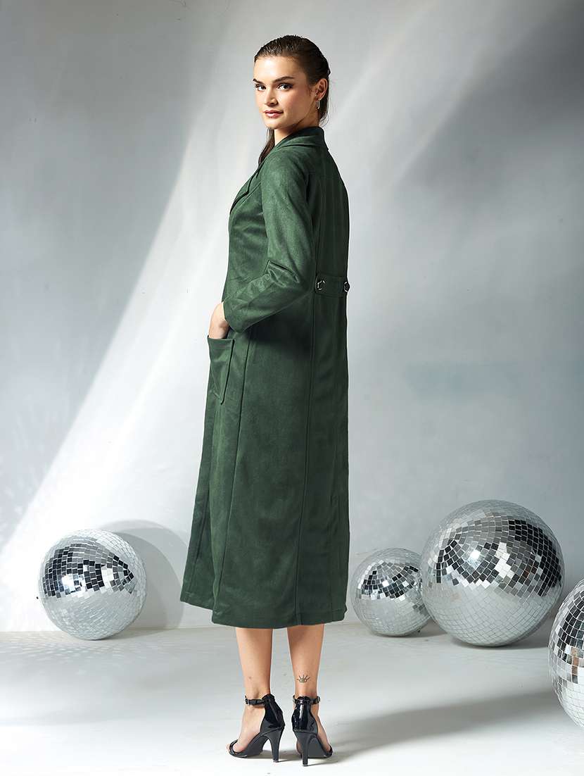 women solid long sleeve trench coat - 22362508 -  Standard Image - 4