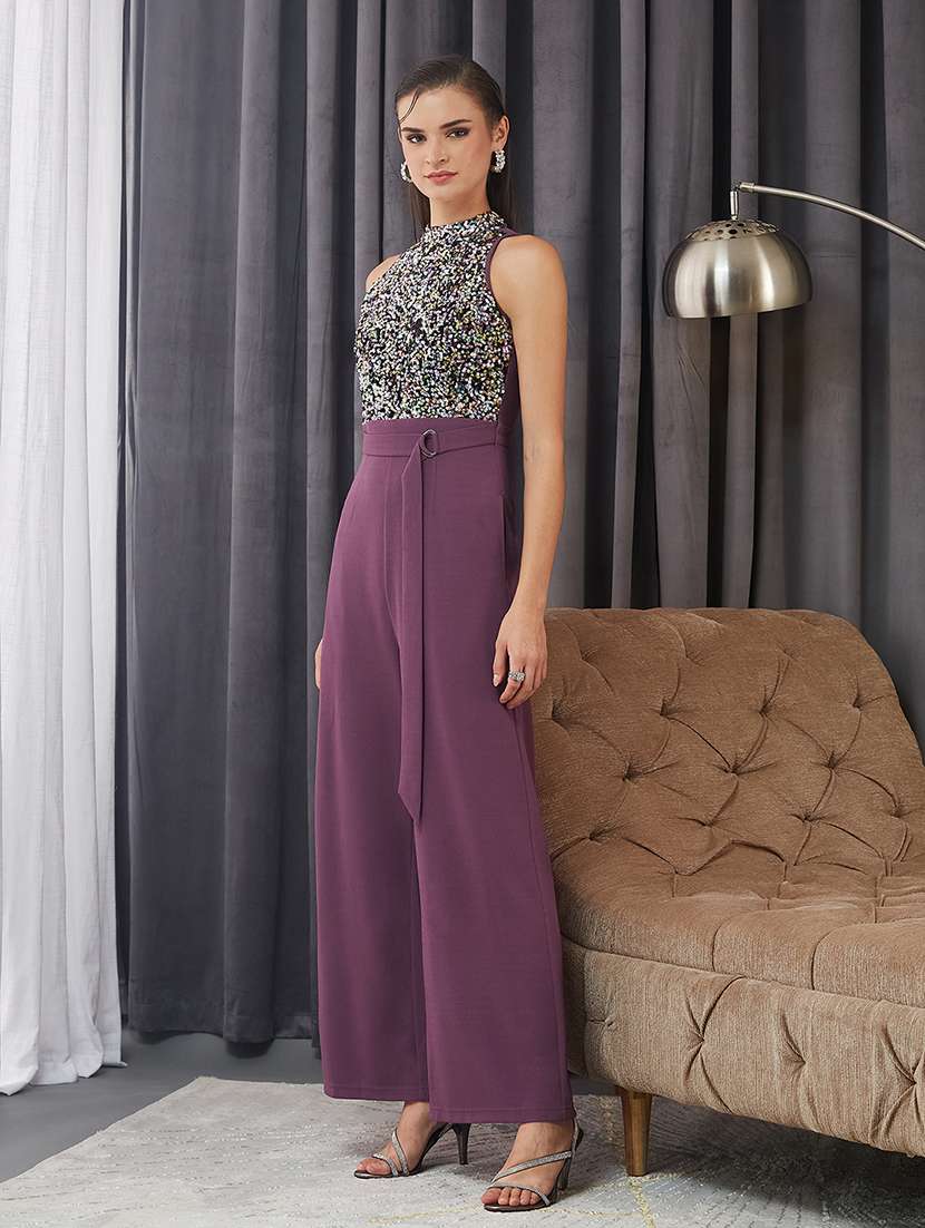 women sequined halter neck sleeveless jumpsuit - 22362526 -  Standard Image - 1