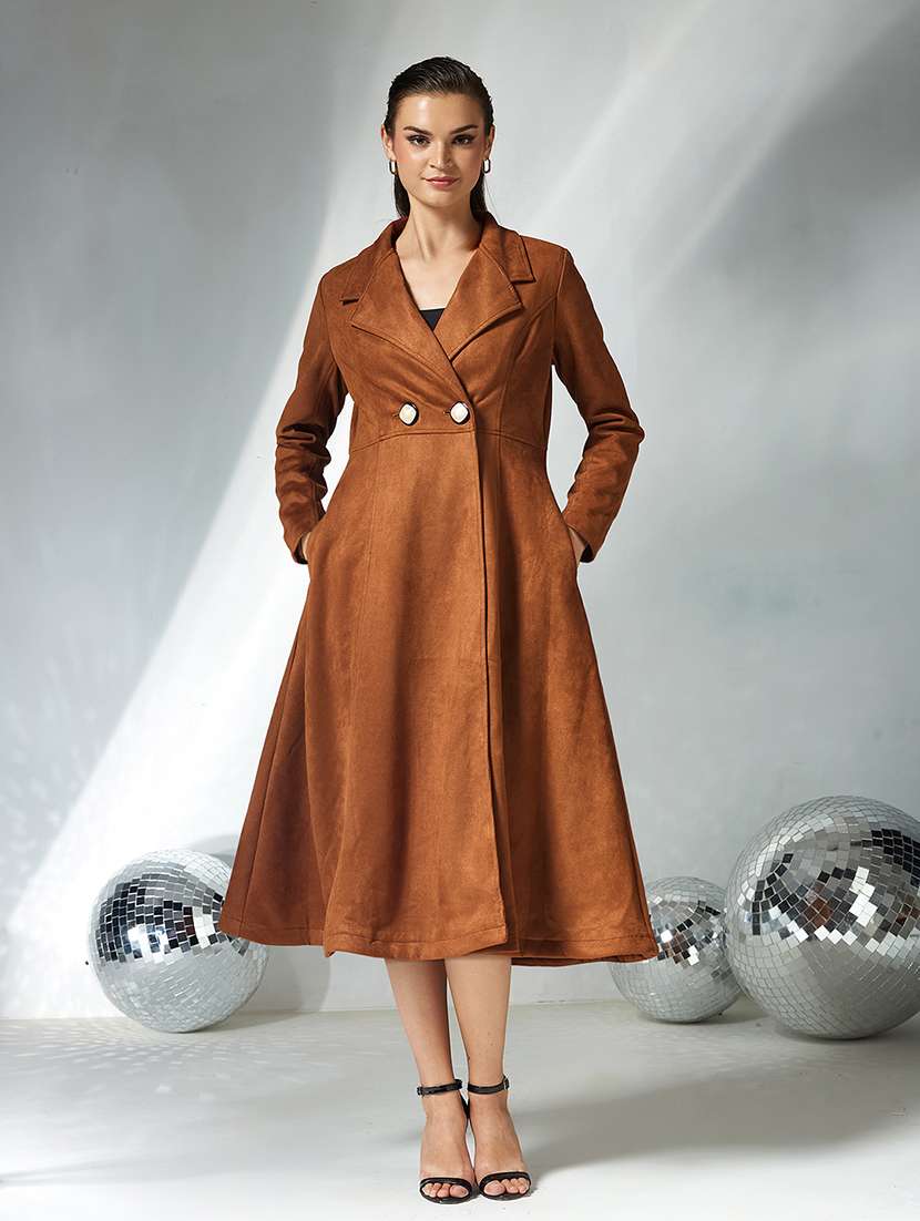 women solid long sleeve trench coat - 22362529 -  Standard Image - 1