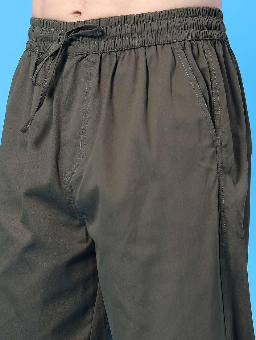 olive cotton  full length track pant - 22362779 -  Standard Image - 1