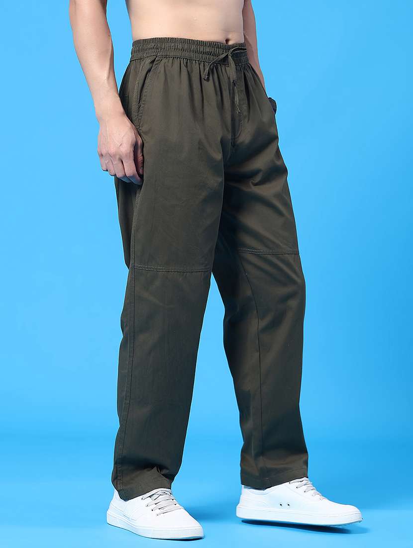 olive cotton  full length track pant - 22362779 -  Standard Image - 4