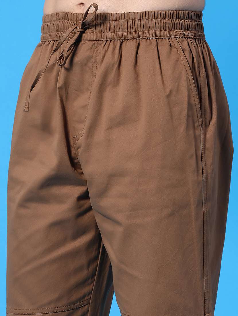 brown cotton  full length track pant - 22362780 -  Standard Image - 1
