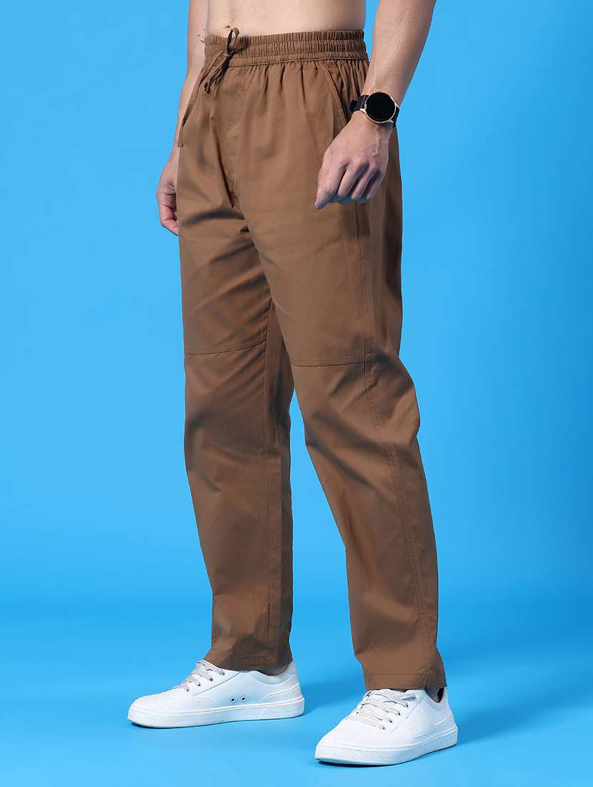 brown cotton  full length track pant - 22362780 -  Standard Image - 4