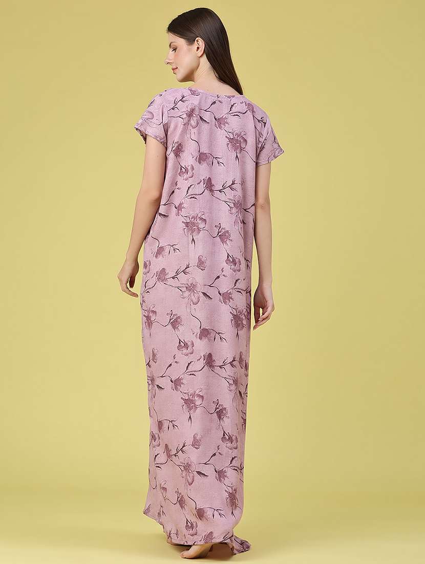 women printed short sleeves nighty - 22362853 -  Standard Image - 4