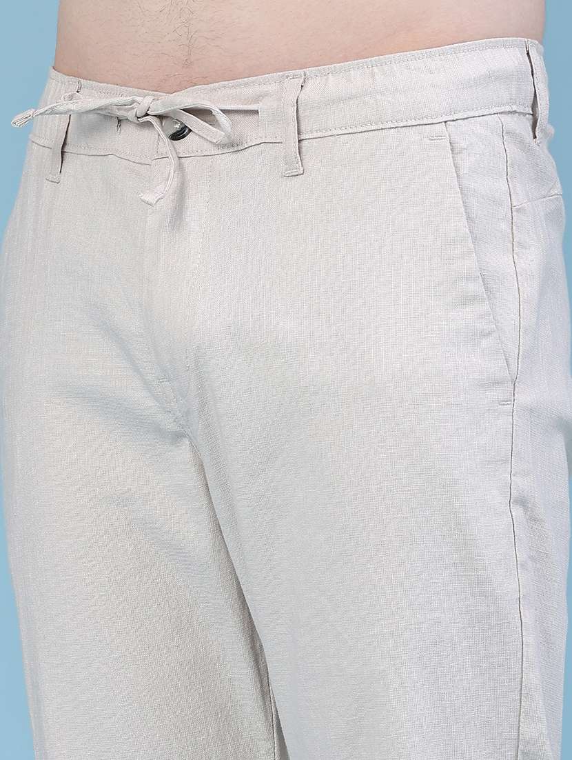 Men Solid Mid Rise Flat Front Casual Trouser - 22362857 -  Standard Image - 1