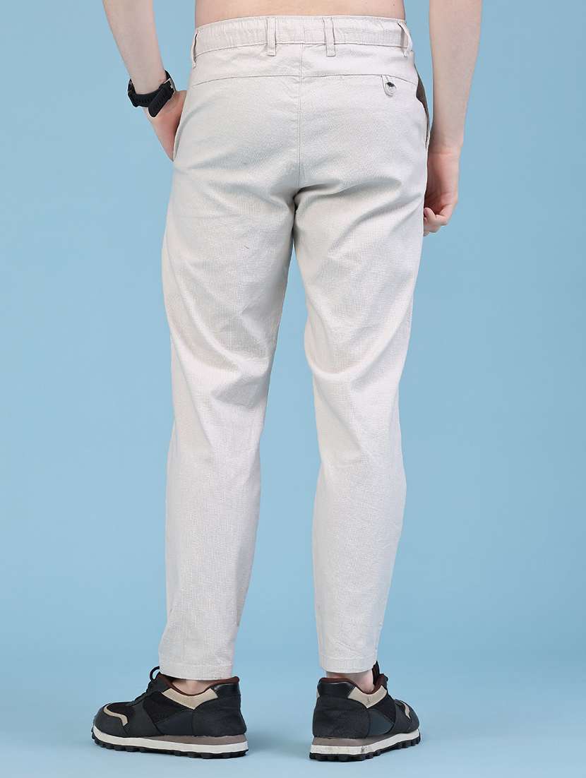 Men Solid Mid Rise Flat Front Casual Trouser - 22362857 -  Standard Image - 4