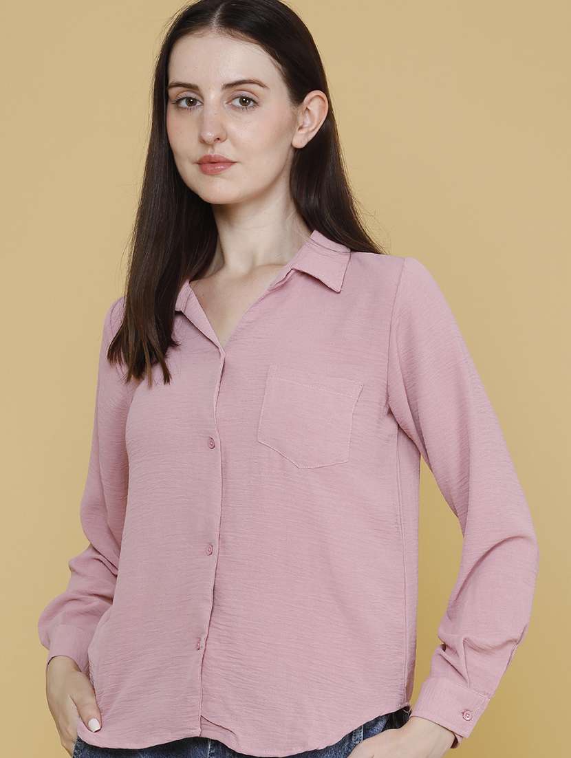 women solid long sleeves regular shirt