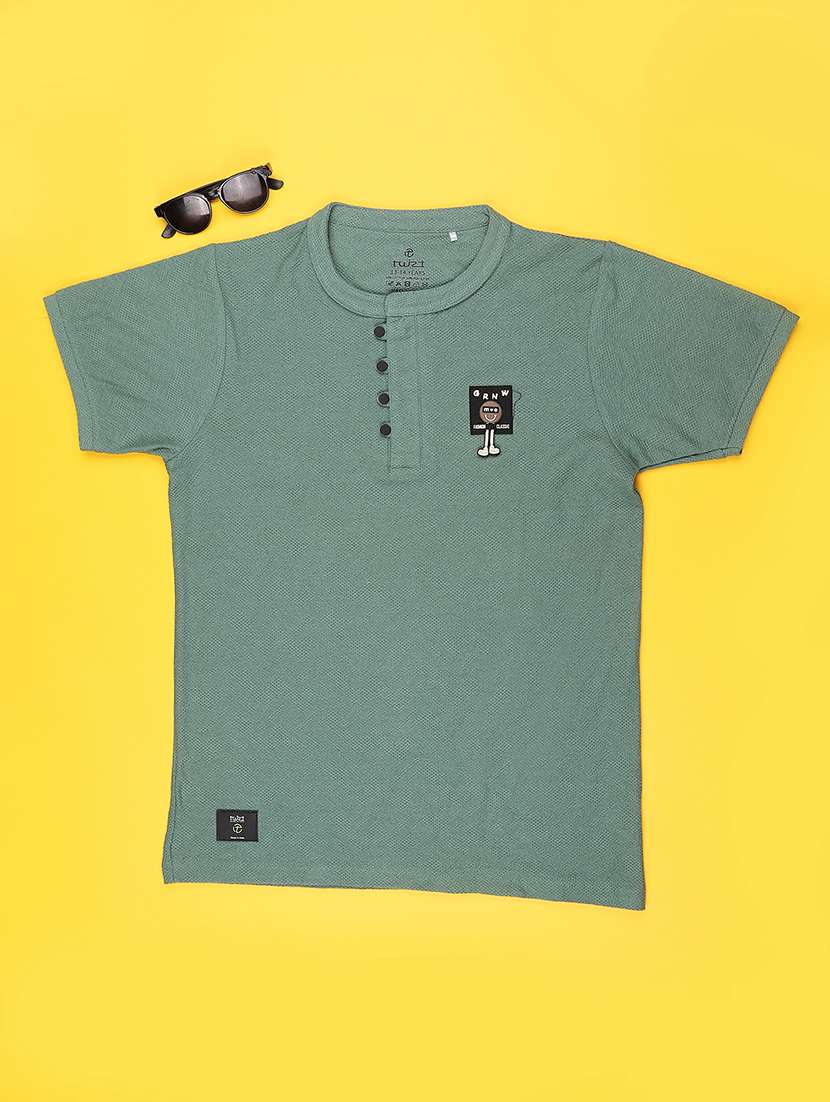 boys self design mandarin collar t-shirt - 22362910 -  Standard Image - 1