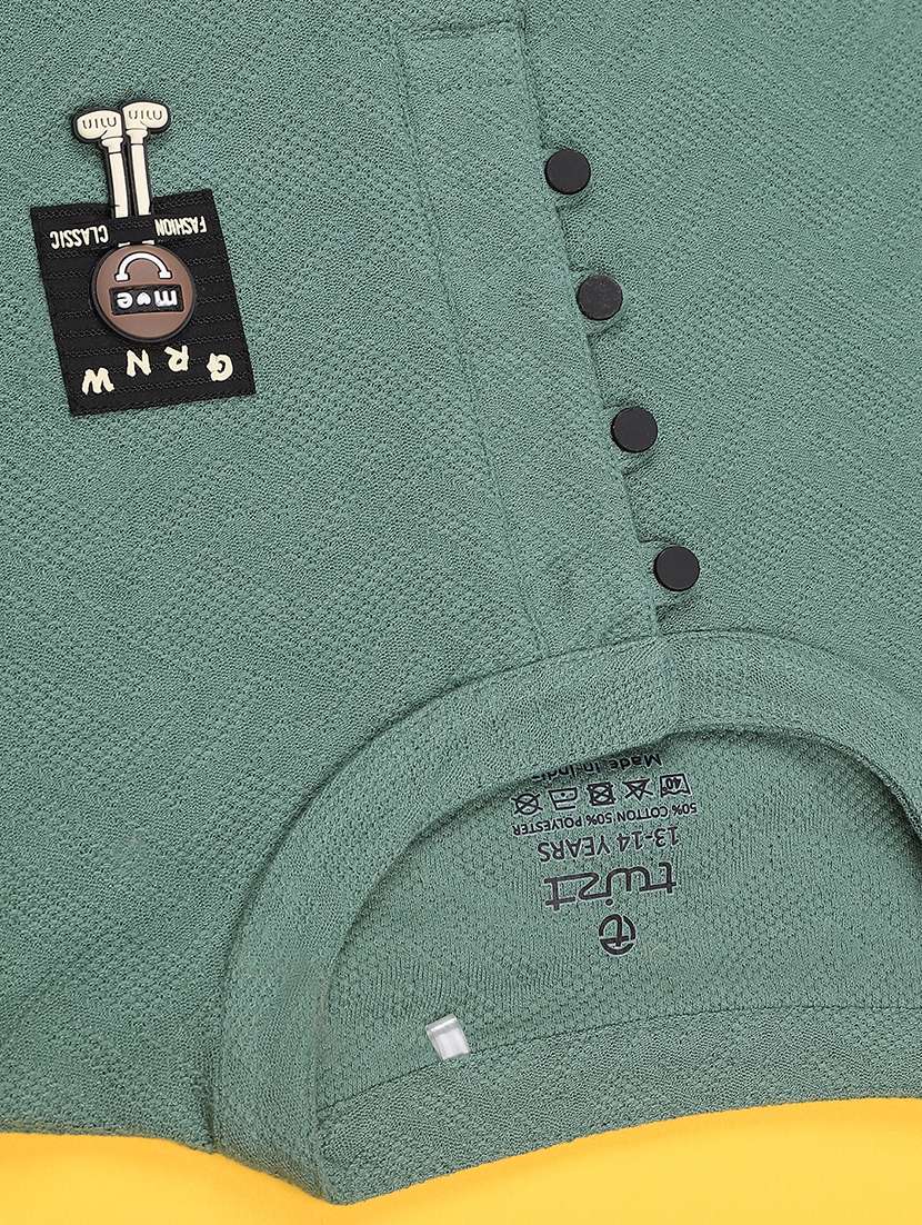 boys self design mandarin collar t-shirt - 22362910 -  Standard Image - 4