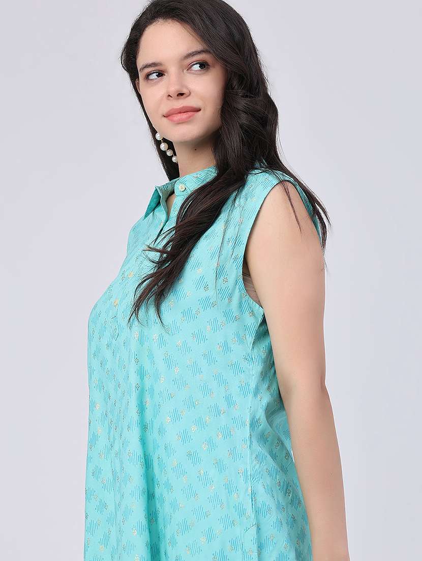 women printed sleeveless a-line kurti - 22362912 -  Standard Image - 1