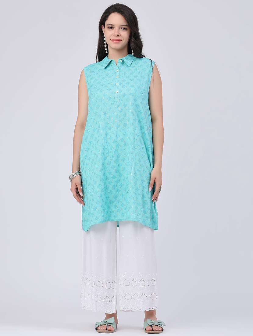 women printed sleeveless a-line kurti - 22362912 -  Standard Image - 4