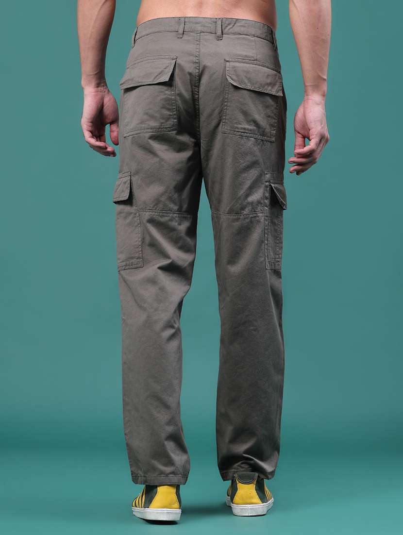 Men Solid Mid Rise Regular Fit Cargo - 22362973 -  Standard Image - 4