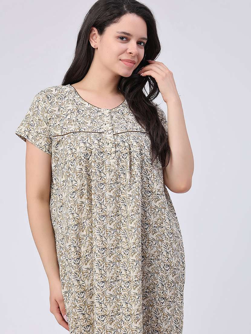 women printed short sleeves nighty - 22363118 -  Standard Image - 1