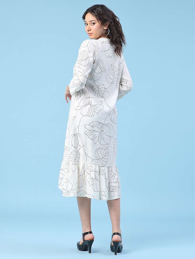 women printed three quarter sleeves tiered dress - 22363138 -  Standard Image - 4