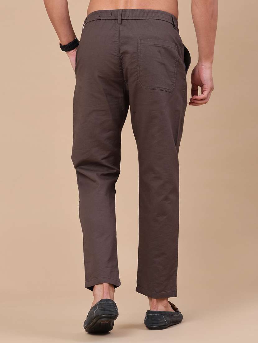 men solid mid rise chinos casual trouser - 22363139 -  Standard Image - 4