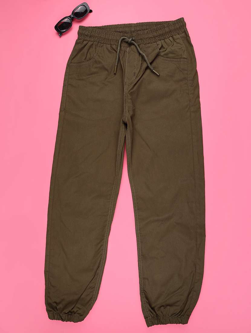 olive cotton casual trouser - 22363186 -  Standard Image - 1