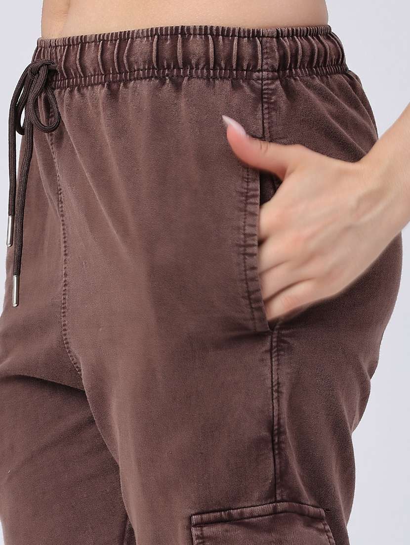 girls solid mid rise cargo pant - 22363196 -  Standard Image - 1