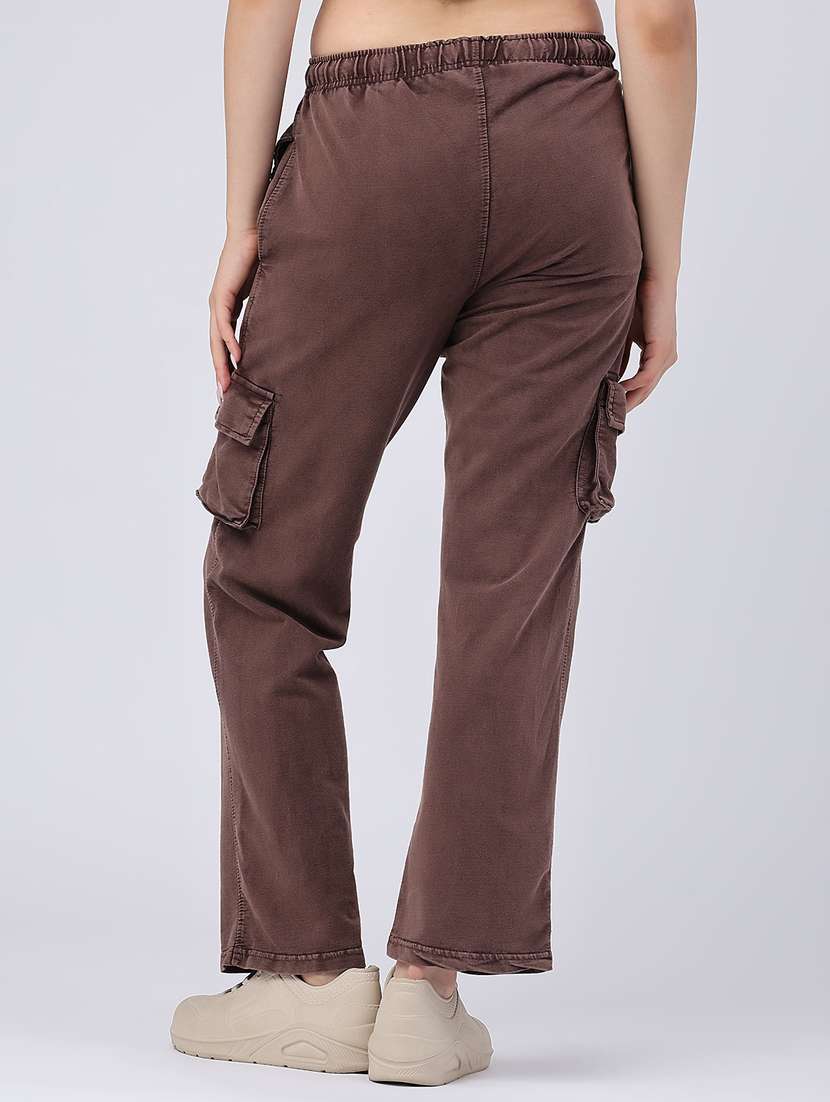 girls solid mid rise cargo pant - 22363196 -  Standard Image - 4