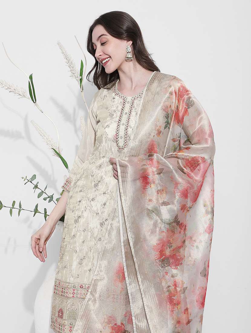 cream georgette suit  set - 22363239 -  Standard Image - 1