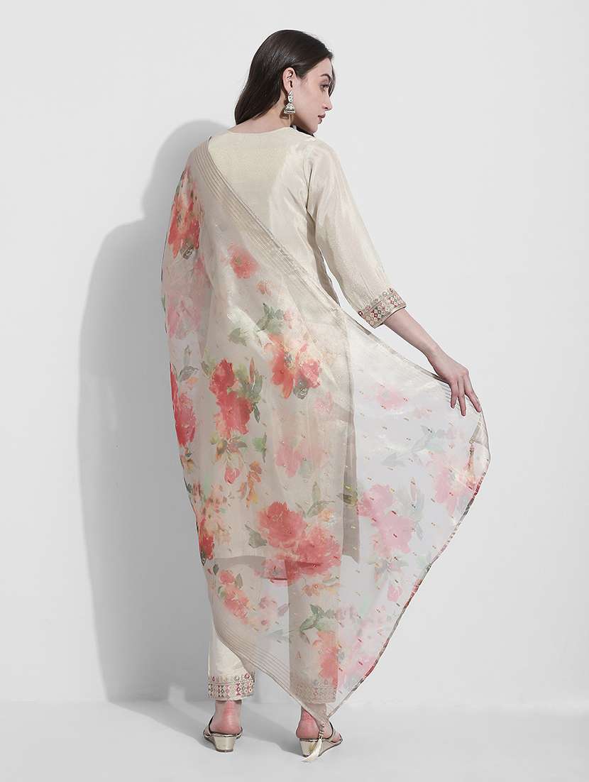 cream georgette suit  set - 22363239 -  Standard Image - 4