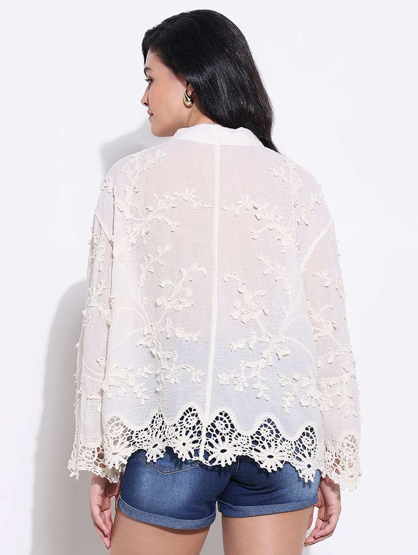 women self designed collared long sleeve shirt - 22363283 -  Standard Image - 4