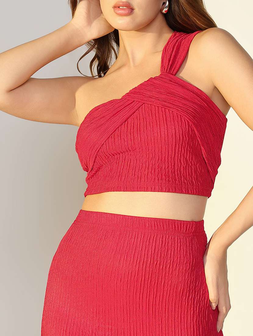 Women Solid Top And Skirt Co-ord Set - 22363291 -  Standard Image - 1