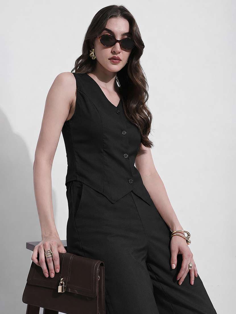 women solid vest top and trouser co-ord set - 22363294 -  Standard Image - 4