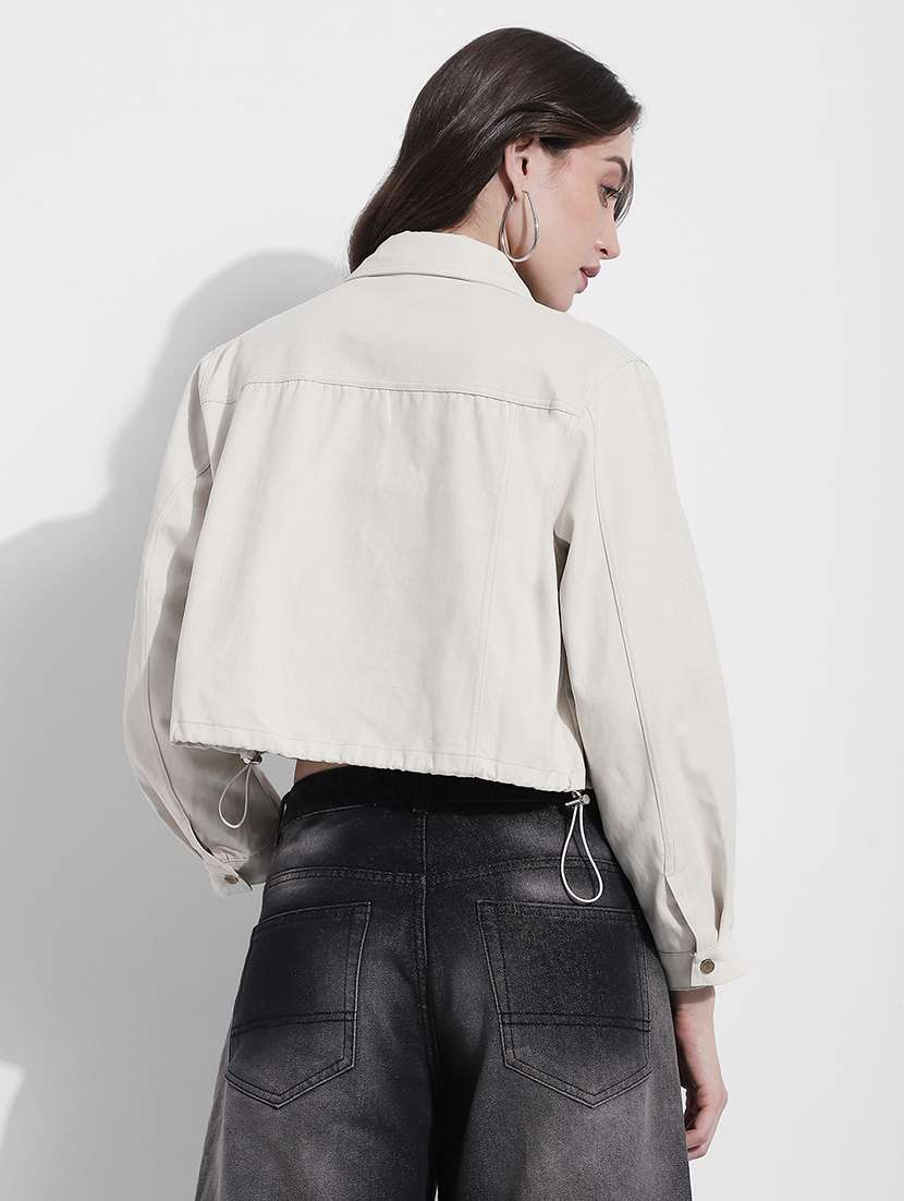 women solid long sleeve denim jacket - 22363303 -  Standard Image - 4