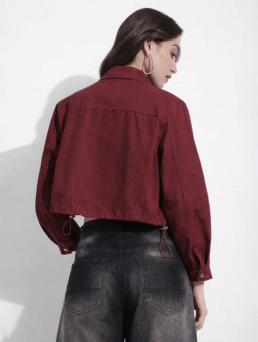 women solid long sleeve denim jacket - 22363305 -  Standard Image - 4