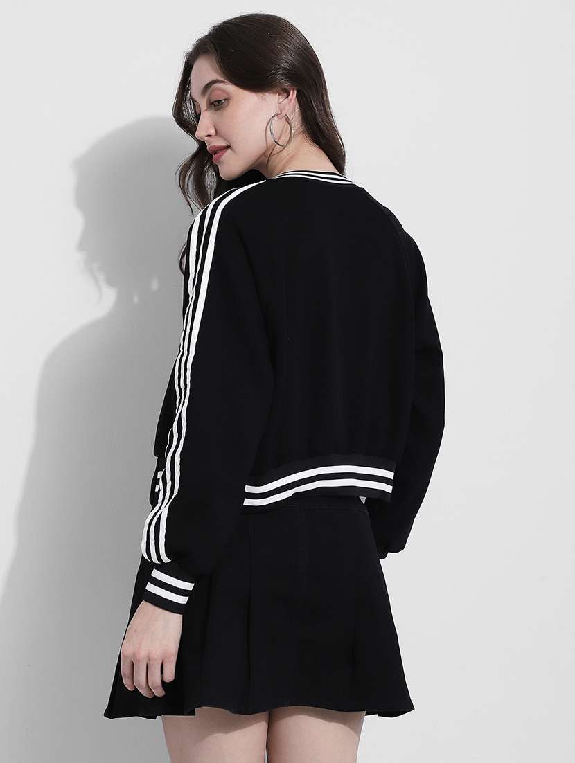 women printed long sleeve crop varsity jacket  - 22363306 -  Standard Image - 4