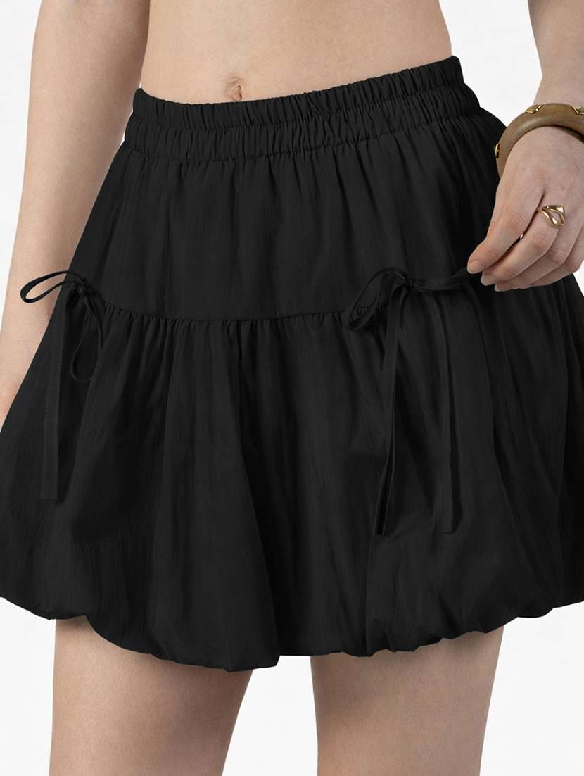 women solid mid rise ballon mini skirt - 22363316 -  Standard Image - 4