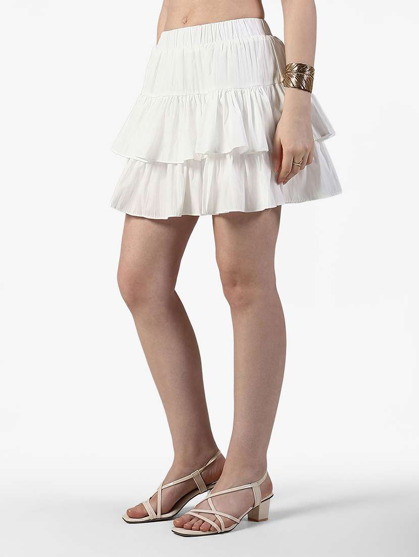 women solid mid rise layered mini skirt - 22363322 -  Standard Image - 1