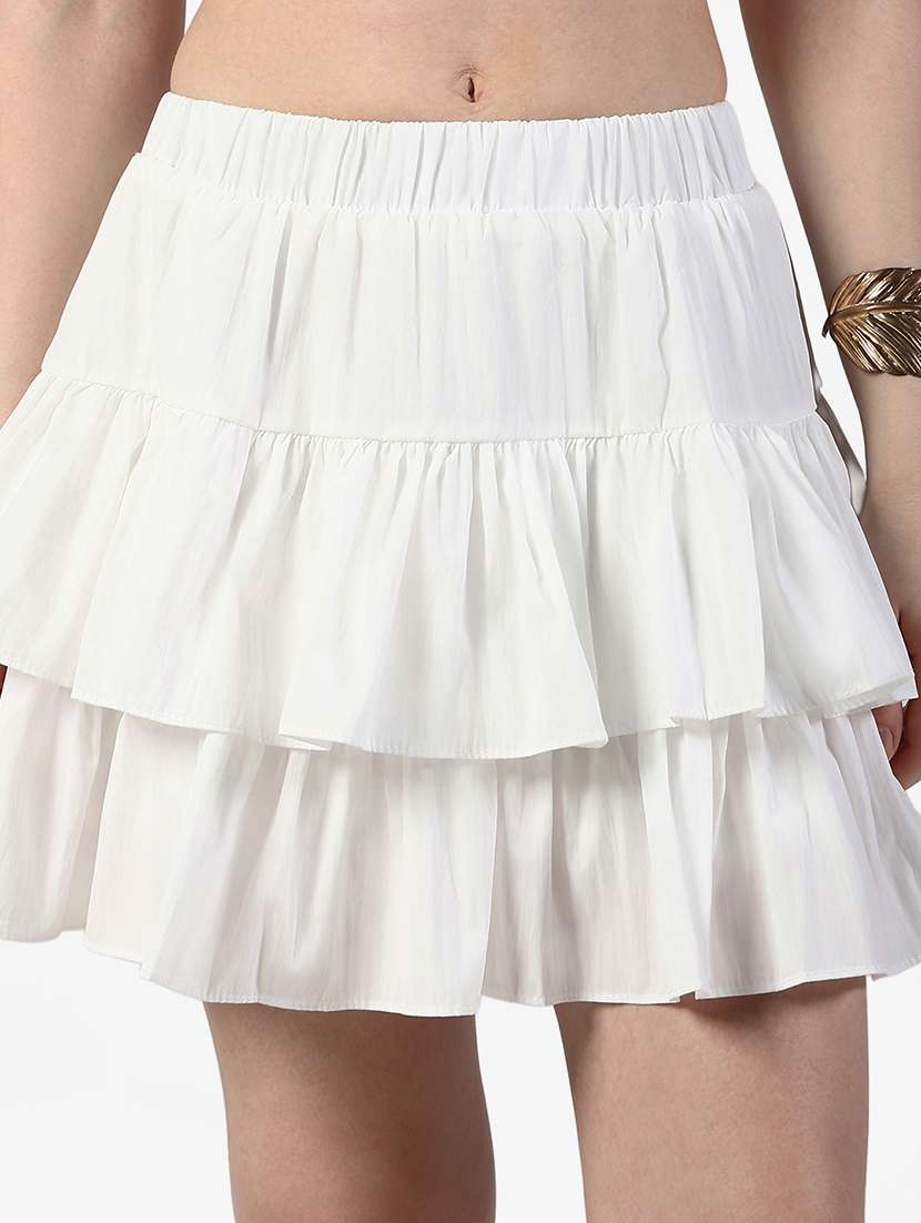 women solid mid rise layered mini skirt - 22363322 -  Standard Image - 4
