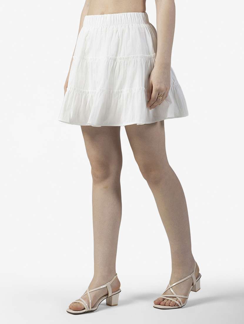women solid mid rise tiered mini skirt - 22363323 -  Standard Image - 1