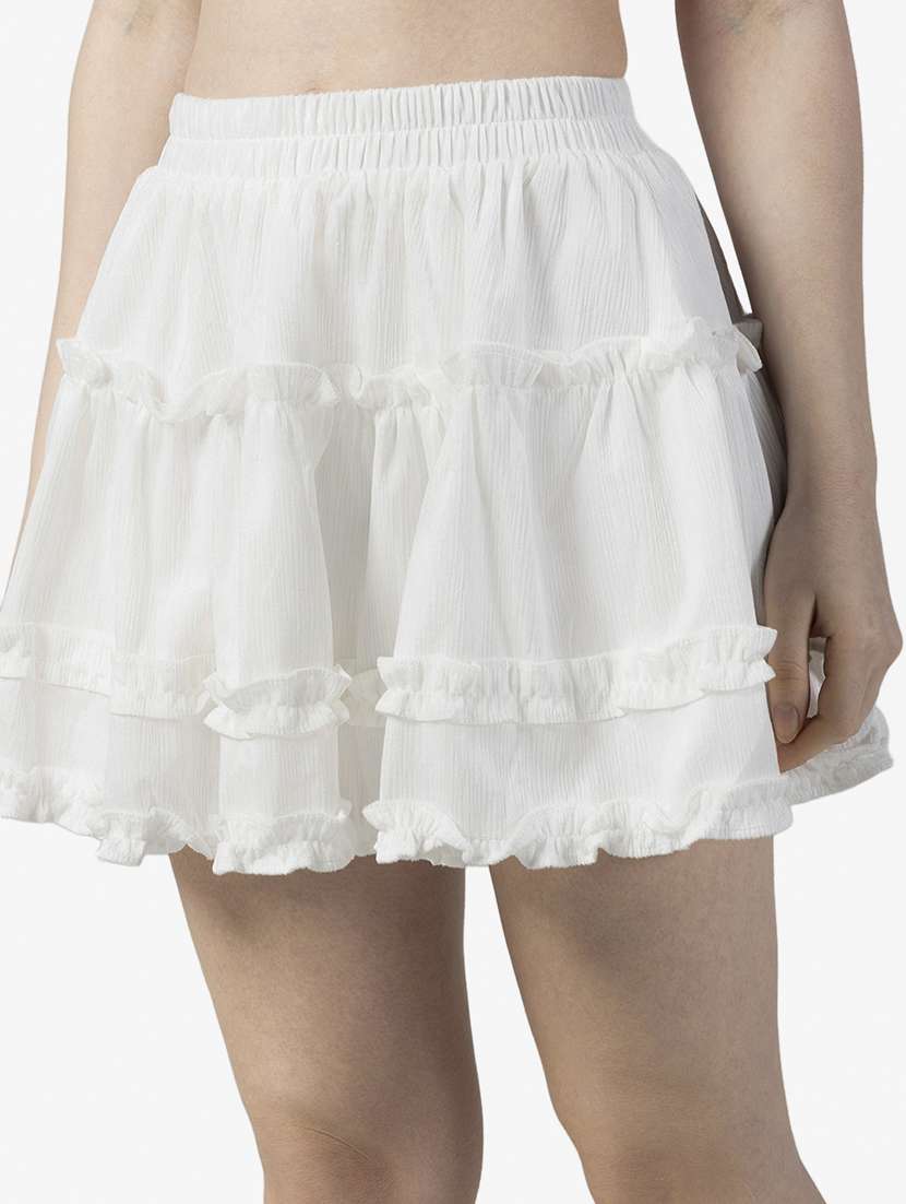 women solid mid rise tiered mini skirt - 22363324 -  Standard Image - 4