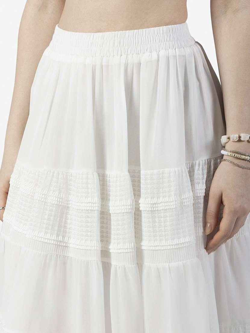 women solid mid rise tiered skirt - 22363330 -  Standard Image - 4