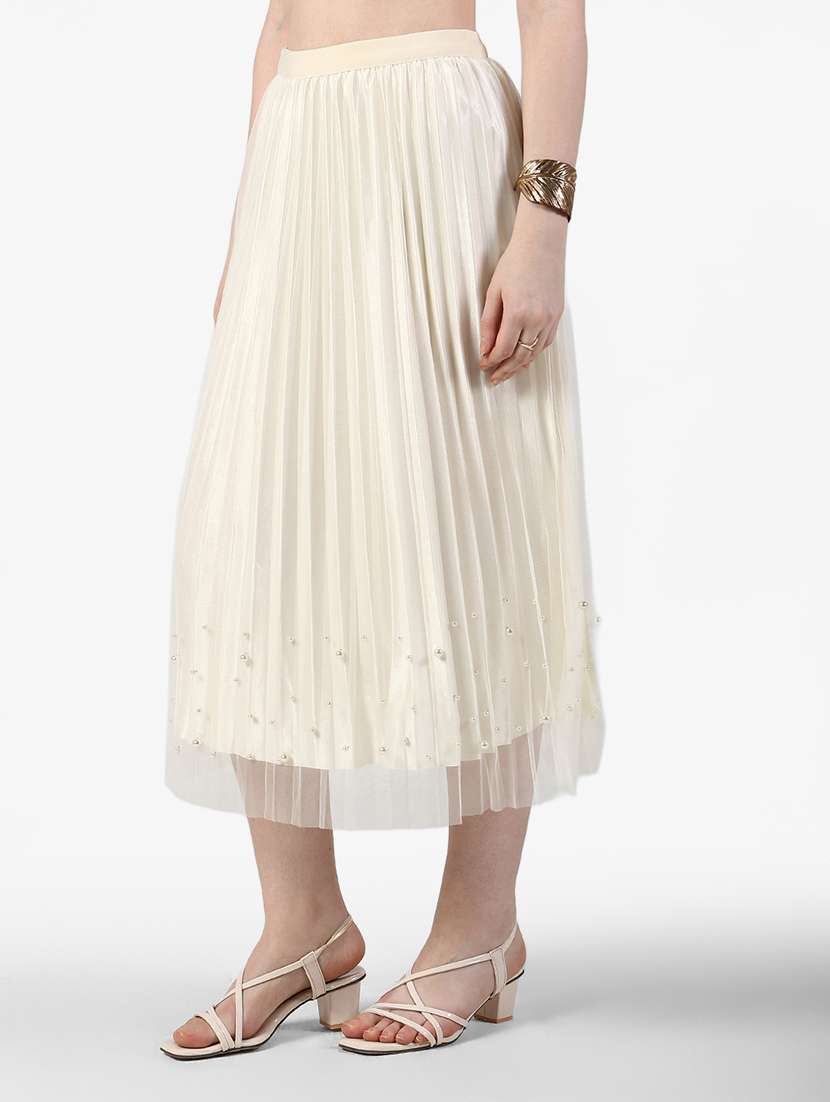 women solid mid rise pleated skirt - 22363333 -  Standard Image - 1