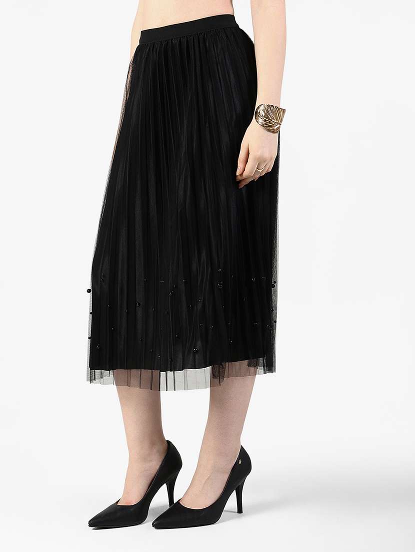 women solid mid rise pleated skirt - 22363334 -  Standard Image - 1