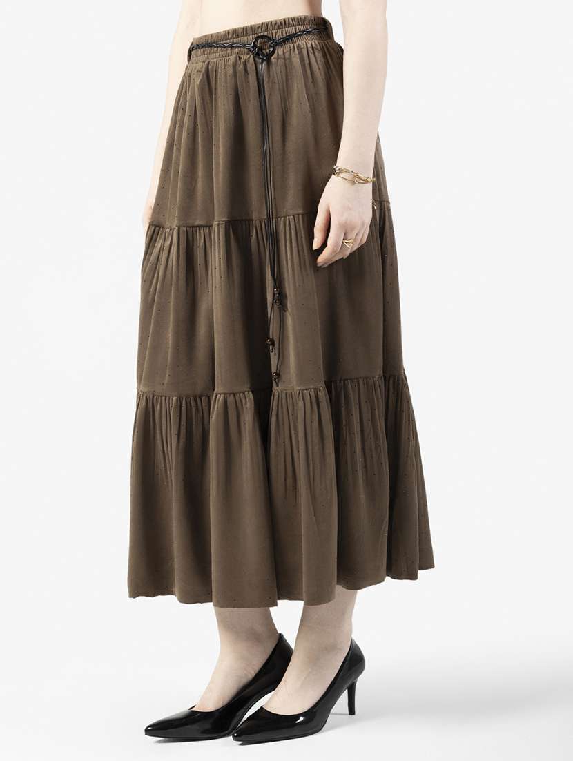 women solid mid rise tiered skirt - 22363335 -  Standard Image - 1