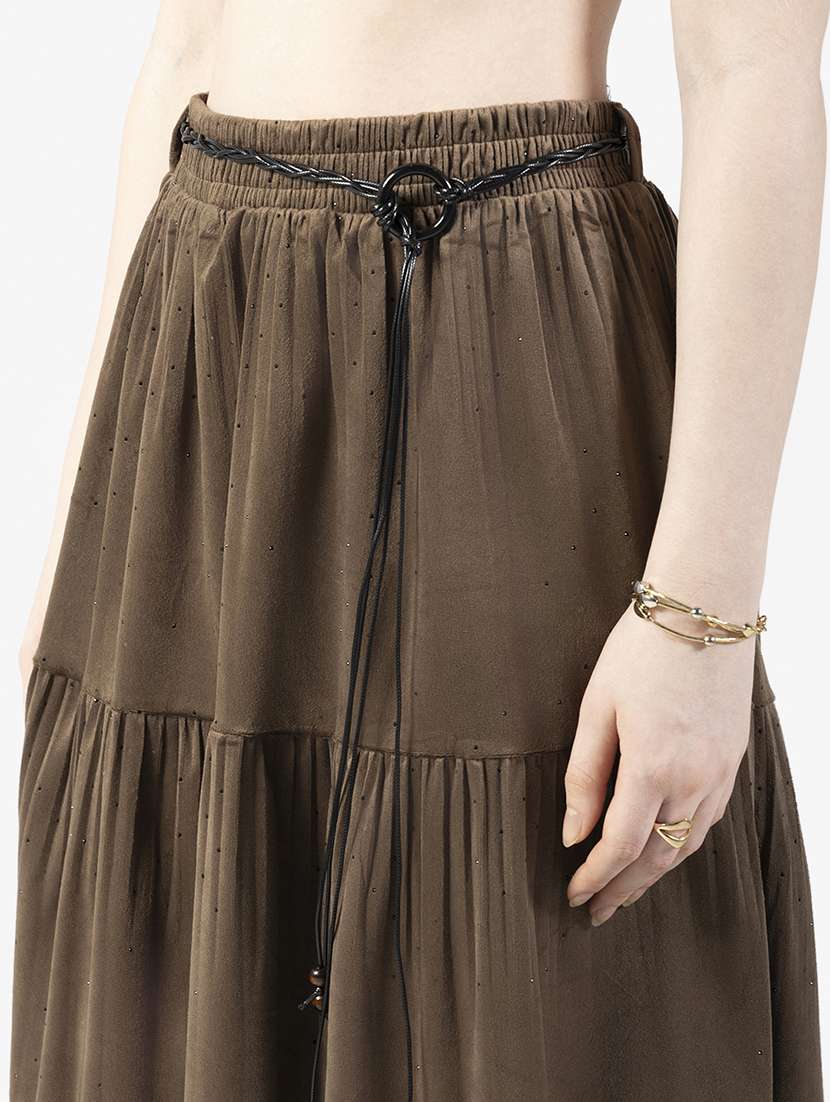 women solid mid rise tiered skirt - 22363335 -  Standard Image - 4