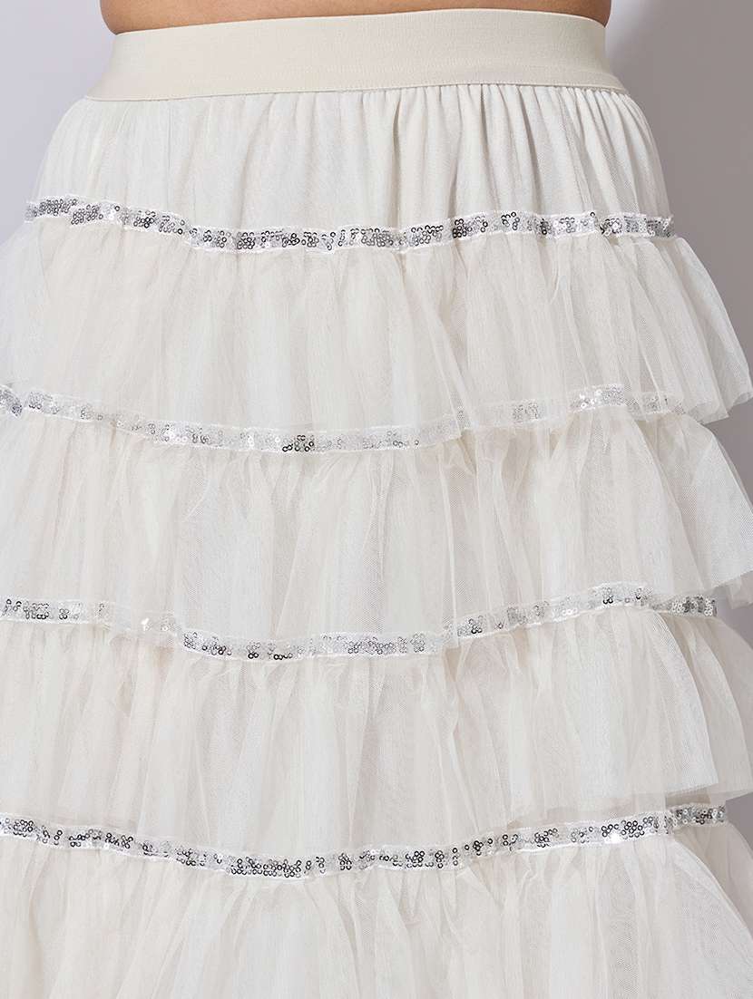 women solid mid rise ruffle skirt - 22363337 -  Standard Image - 4