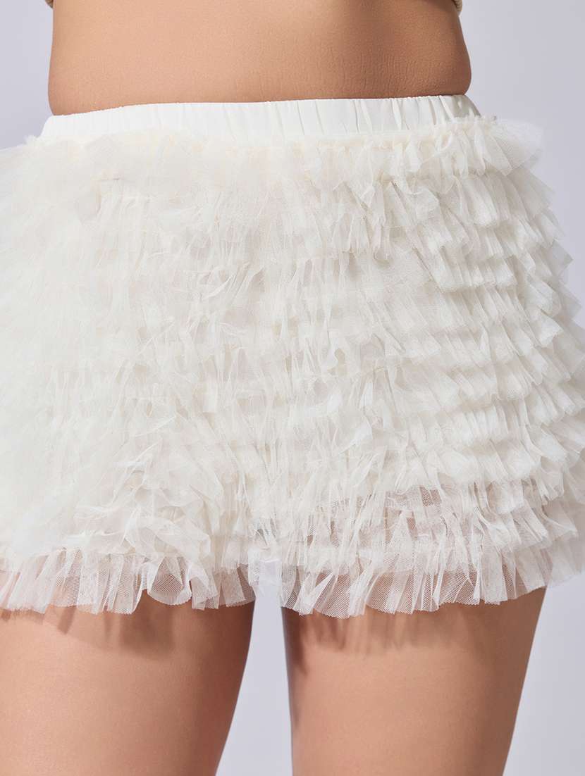women solid mid rise ruffle mini skirt - 22363341 -  Standard Image - 4