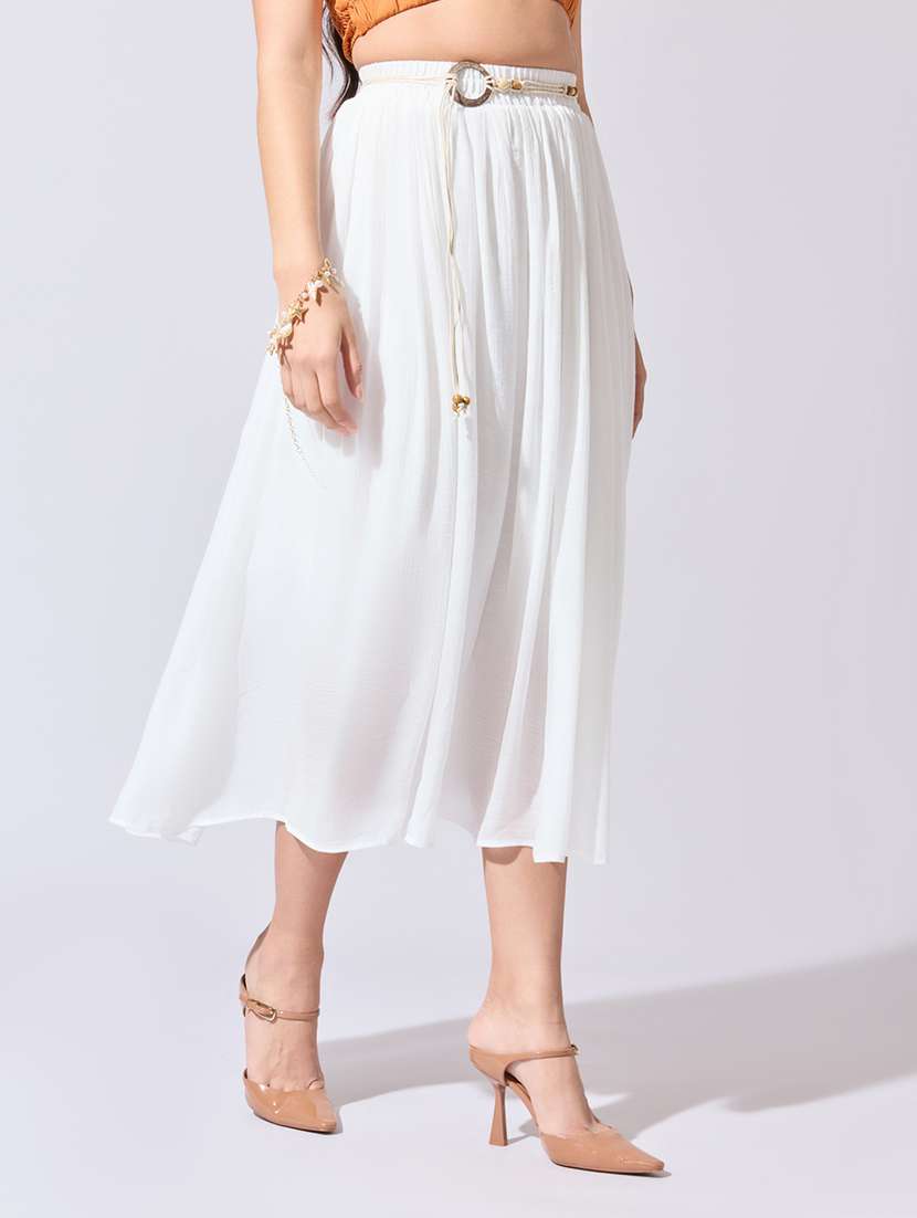 women solid high rise flared skirt - 22363342 -  Standard Image - 1