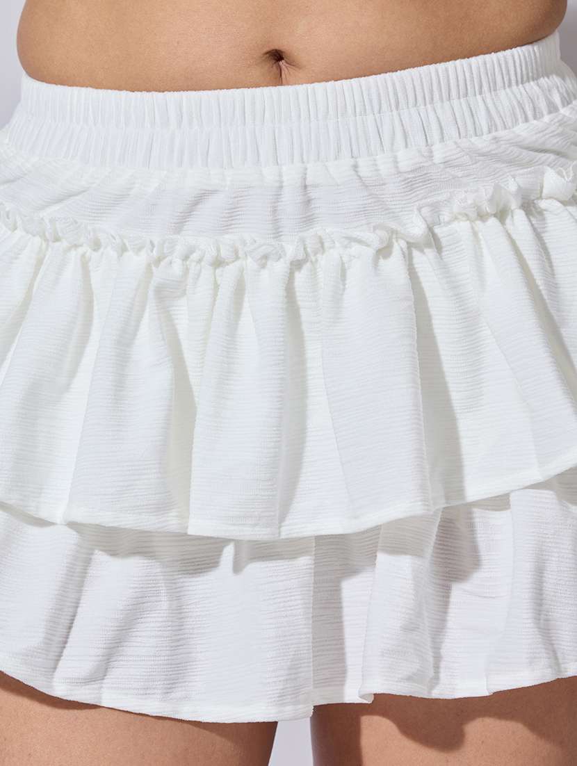 women solid mid rise layered mini skirt - 22363343 -  Standard Image - 4