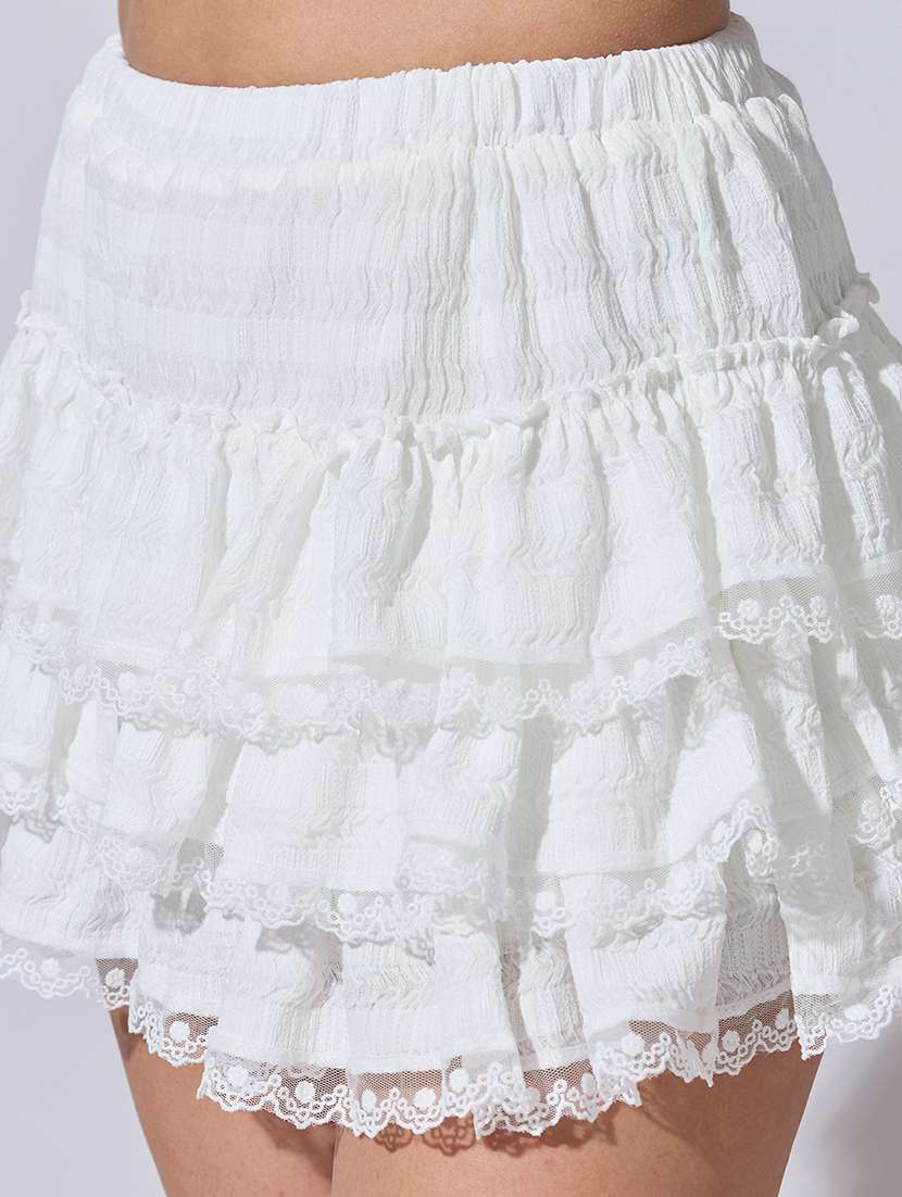 women solid mid rise layered mini skirt - 22363344 -  Standard Image - 4