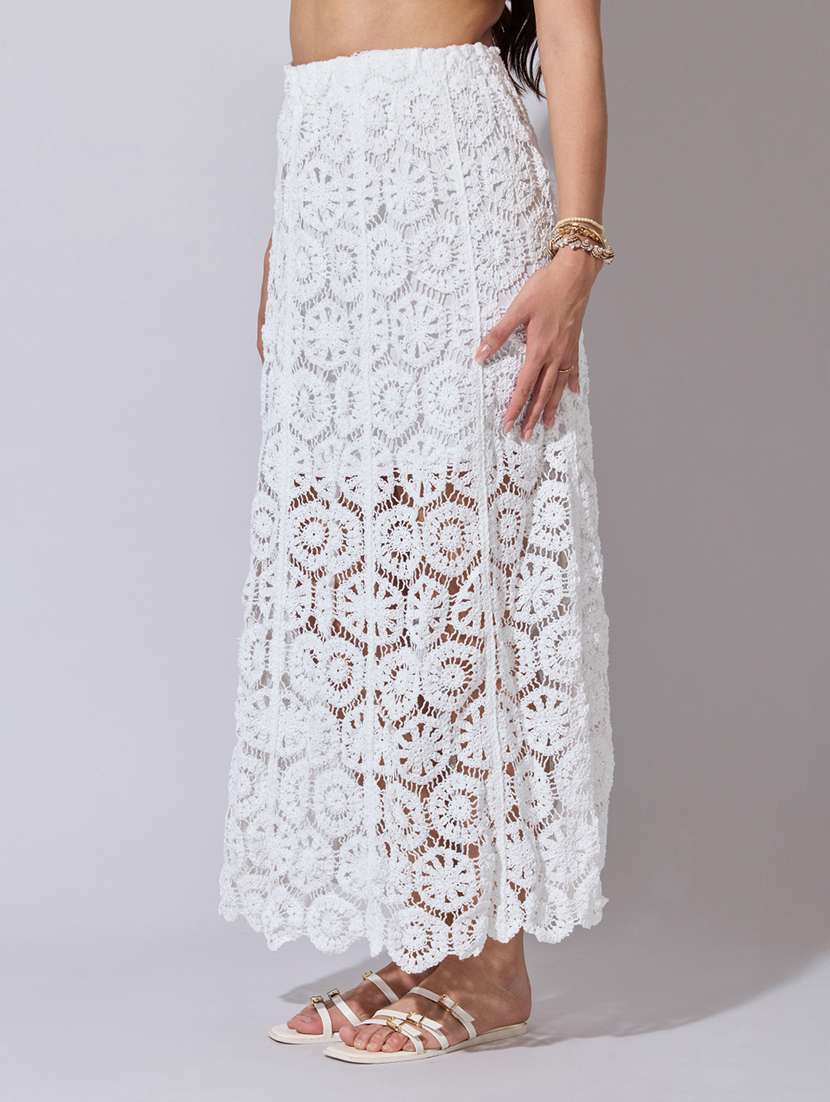 women self designed high rise crochet skirt - 22363345 -  Standard Image - 1