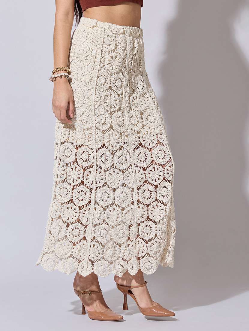 women self designed high rise crochet skirt - 22363346 -  Standard Image - 1